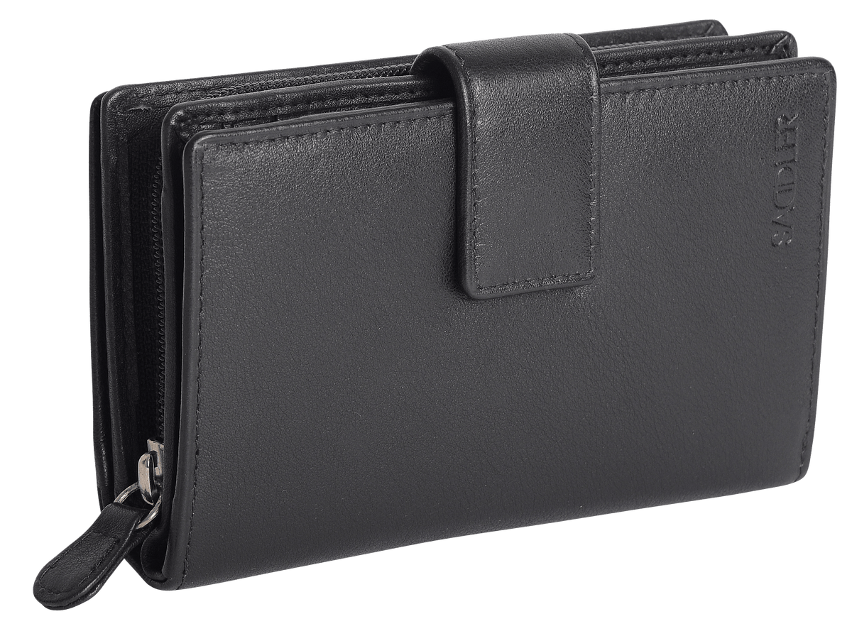 SADDLER GEORGIE Leather Double-Sided Purse - 13 Card Slots, Generous Space for Notes and Coins - RFID Protected