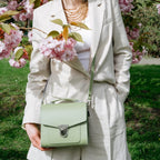 Handmade Leather Sugarcube Handbag - Sage Green