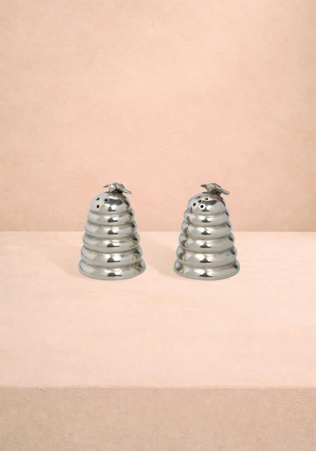 Pewter Bee on Top of Bee Hive Salt and Pepper Shaker