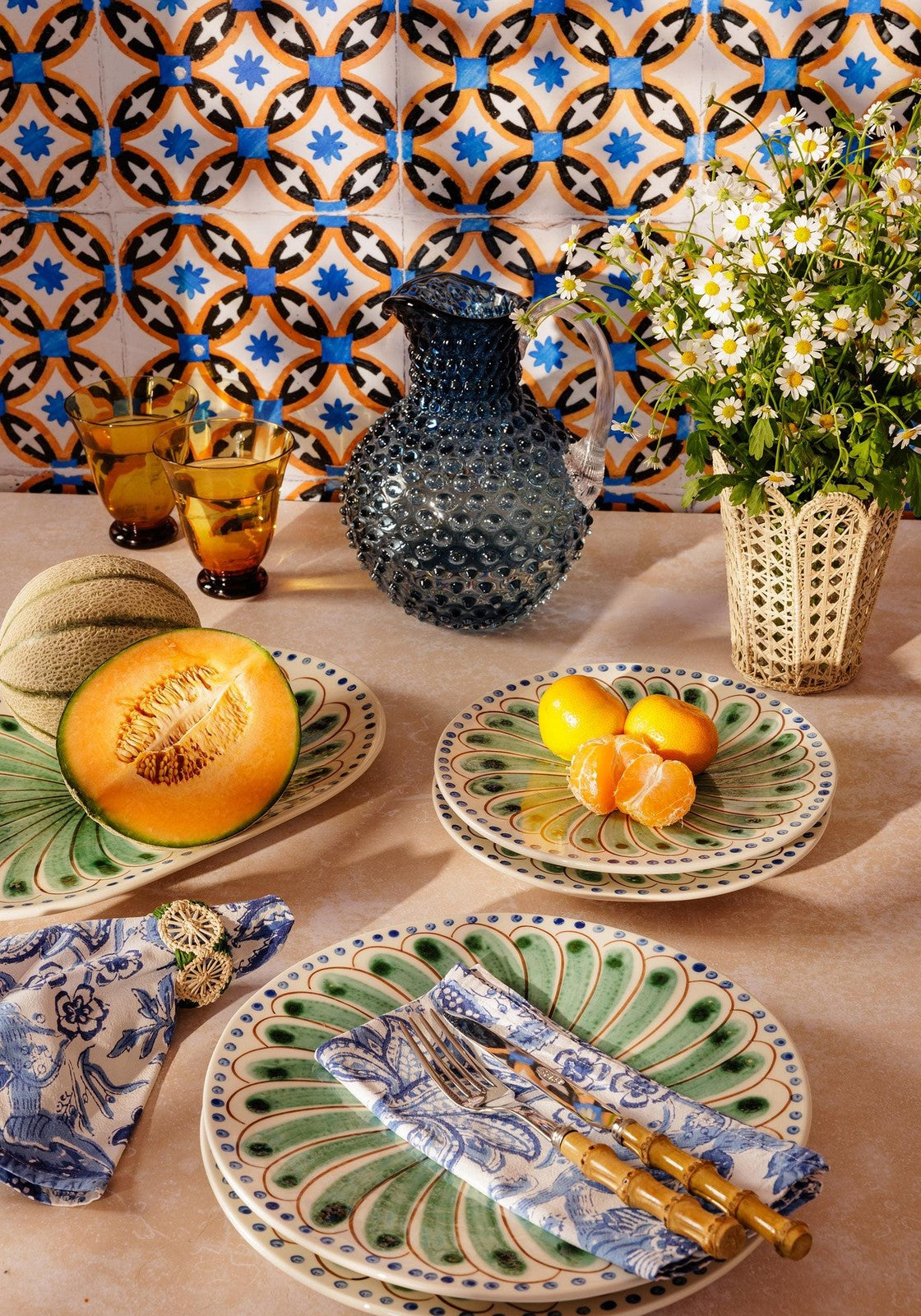 Peacock Serving Plate, Green