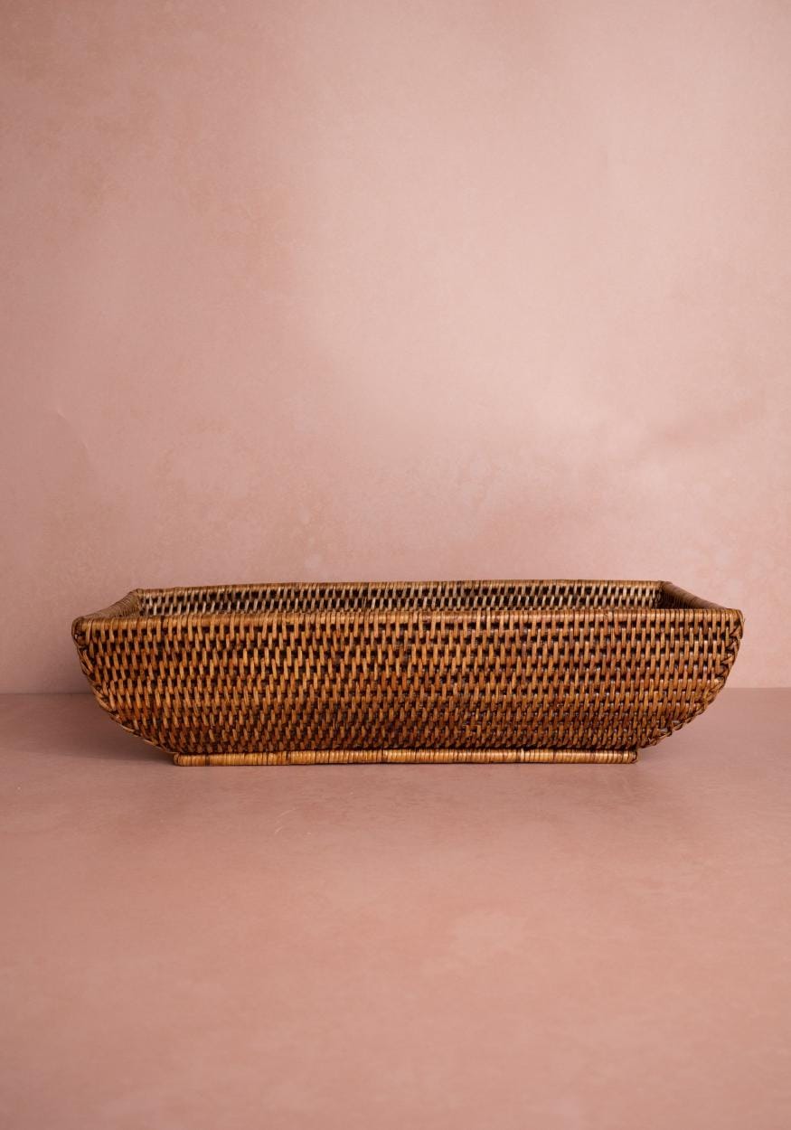 Wiltshire Long Rattan Basket in Classic Brown