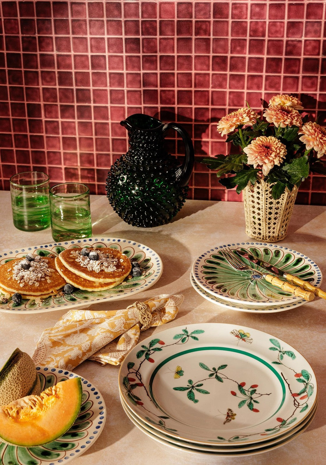 Peacock Side Plate, Green Set of 4
