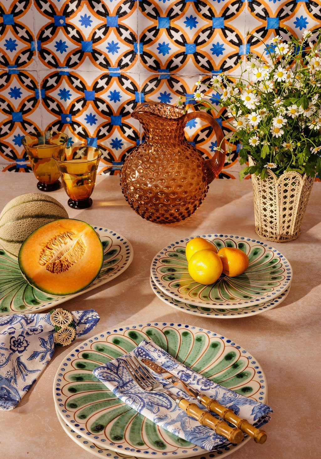 Peacock Side Plate, Green Set of 4