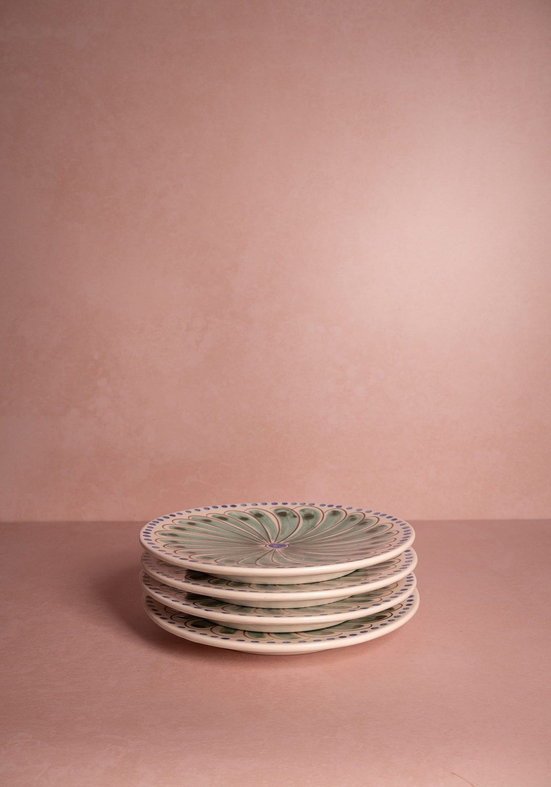 Peacock Side Plate, Green Set of 4