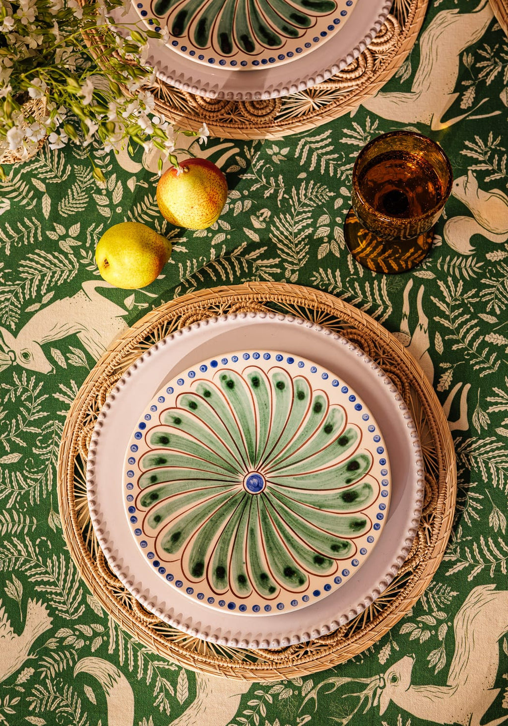 Peacock Side Plate, Green Set of 4