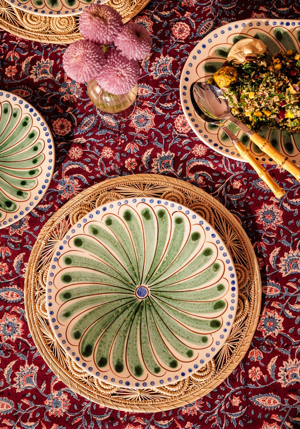 Peacock Side Plate, Green Set of 4