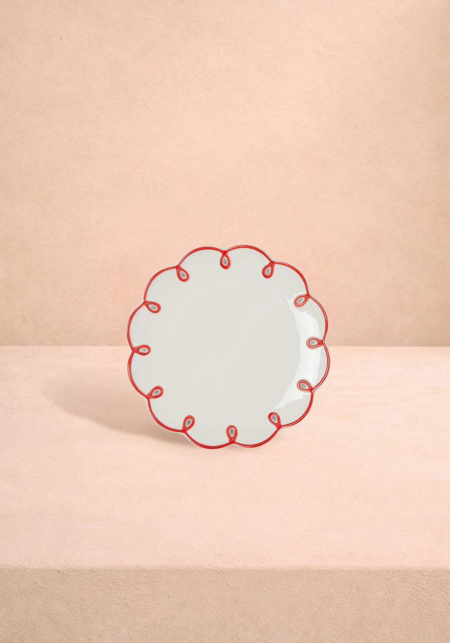 Rosy Red Scalloped Side Plates - Set of 4