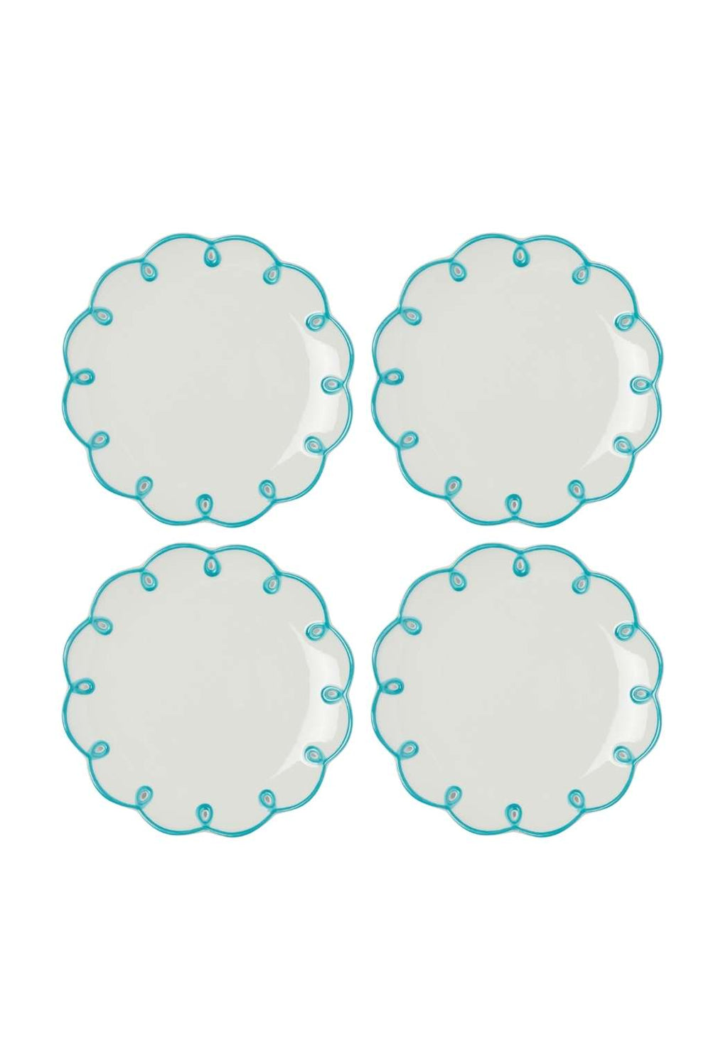 Sky Blue Scalloped Side Plates - Set of 4