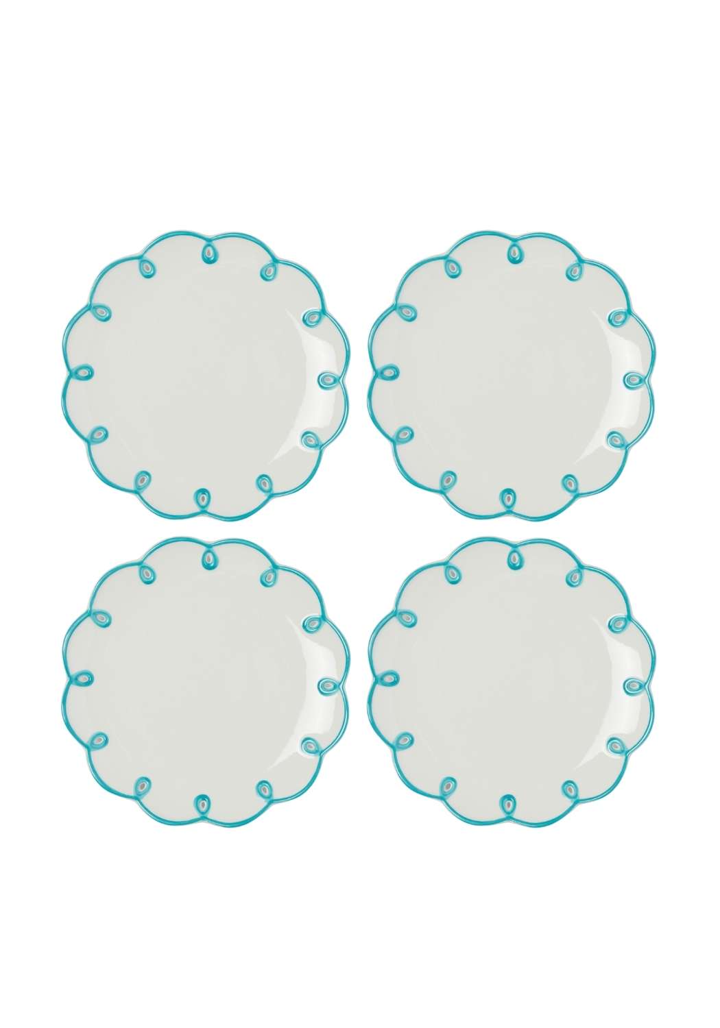 Sky Blue Scalloped Side Plates - Set of 4