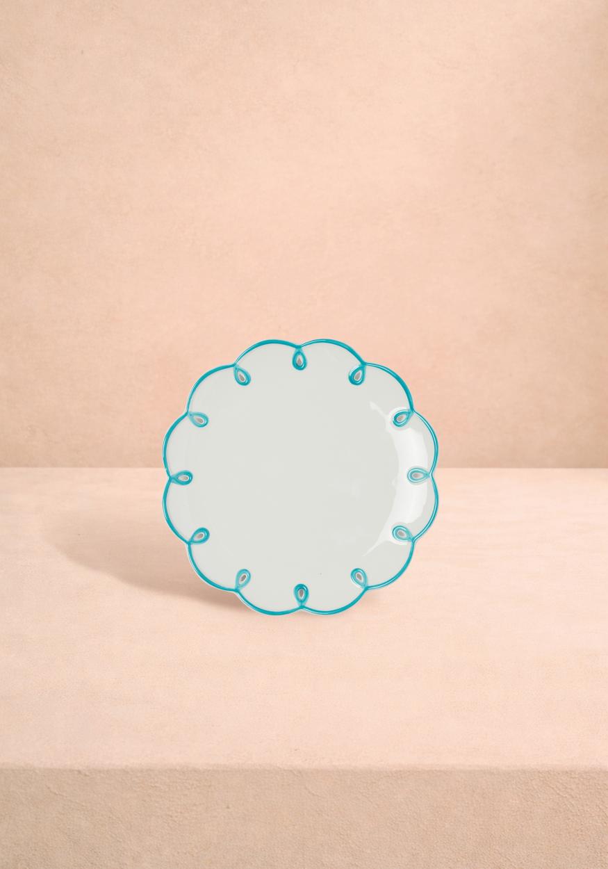 Sky Blue Scalloped Side Plates - Set of 4