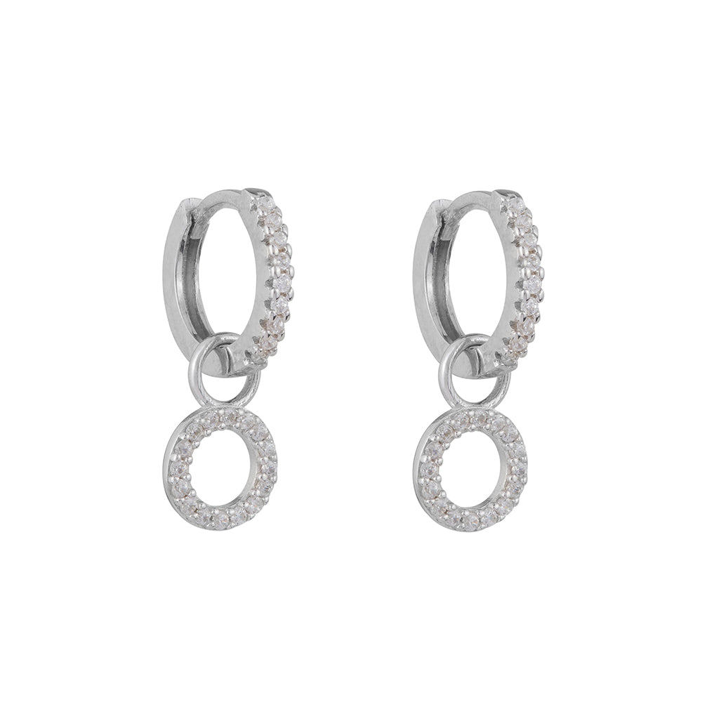 Circle Drop Hoop Huggies: Silver