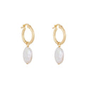 Round Pearl Drop Hoops: Gold