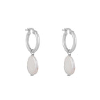 Round Pearl Drop Hoops: Silver