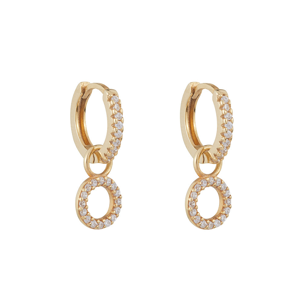 Circle Drop Hoop Huggies: Gold