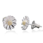 Daisy Silver & Solid Gold Stud Earrings