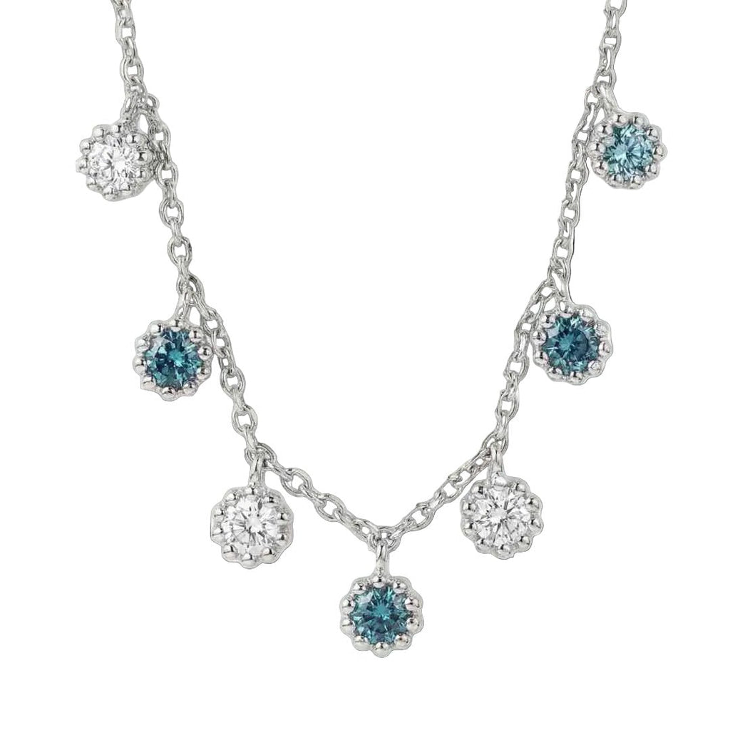 Silver Aqua Necklace with Barnacles and Rainbow Topaz