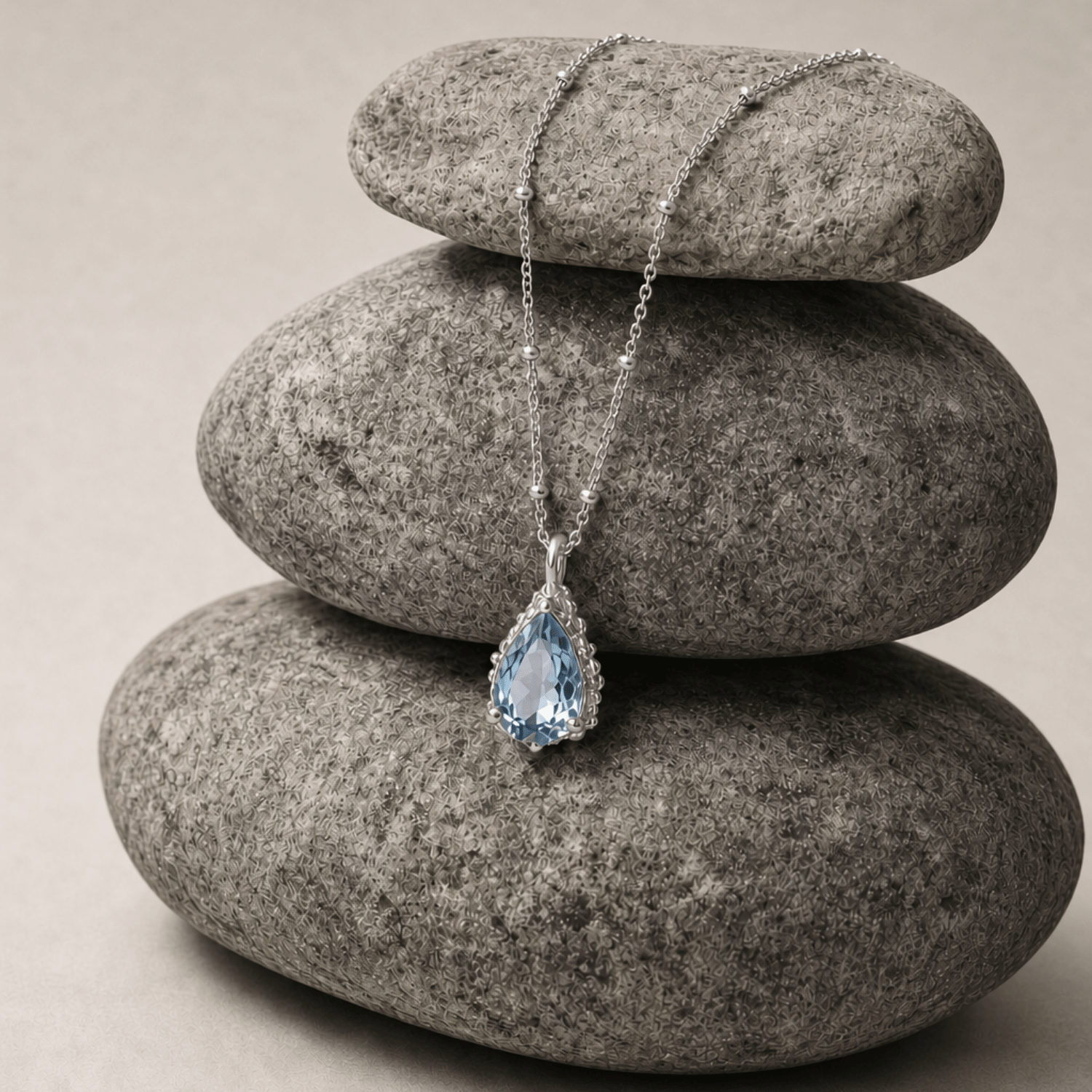 Silver Blue Topaz Necklace - Aurelia