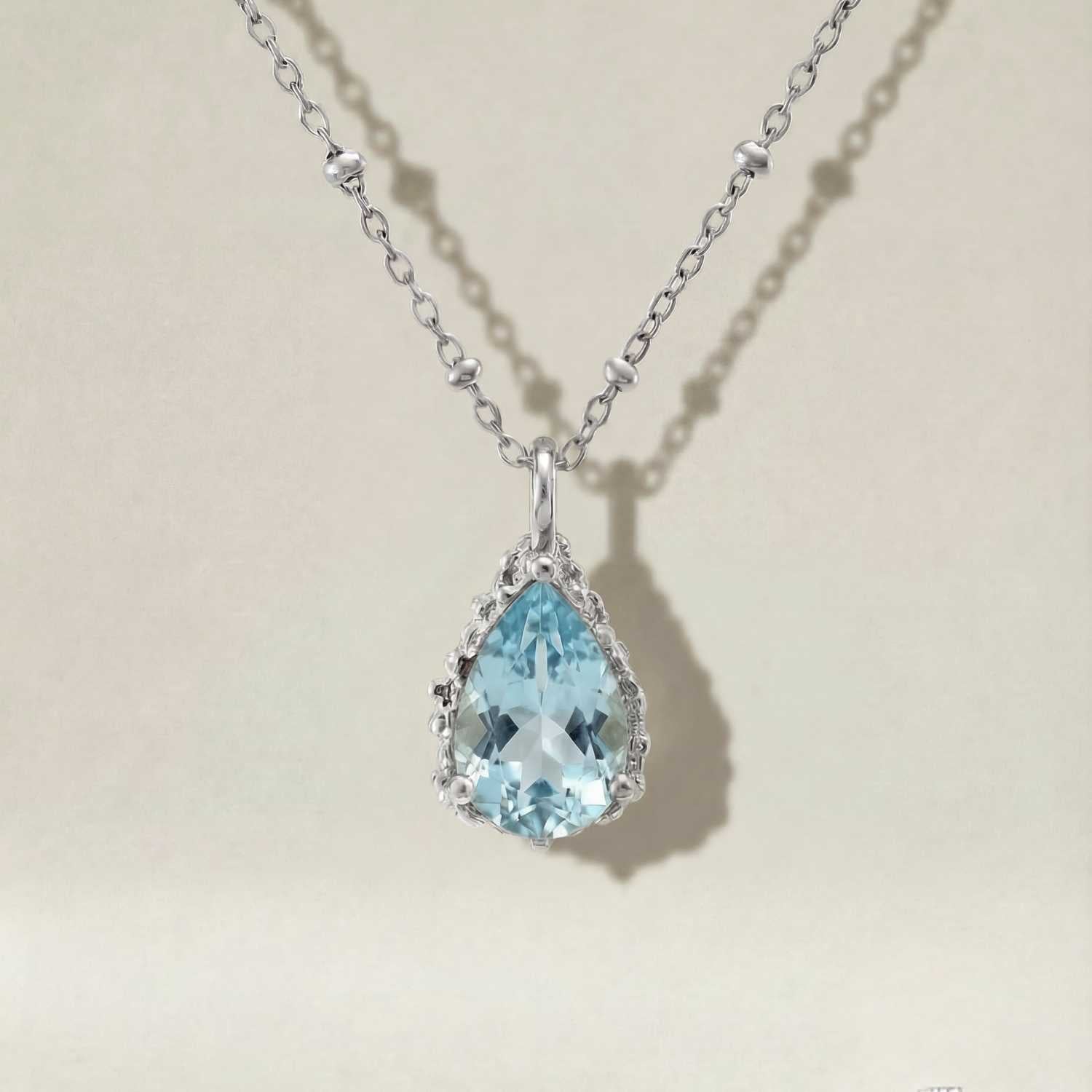 Silver Blue Topaz Necklace - Aurelia