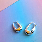 Silver Drop Saddle Hoop Earrings