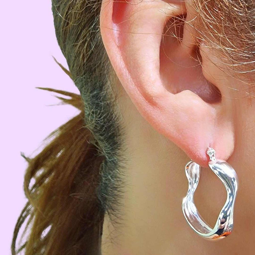 Silver Large Water Hoop Earrings