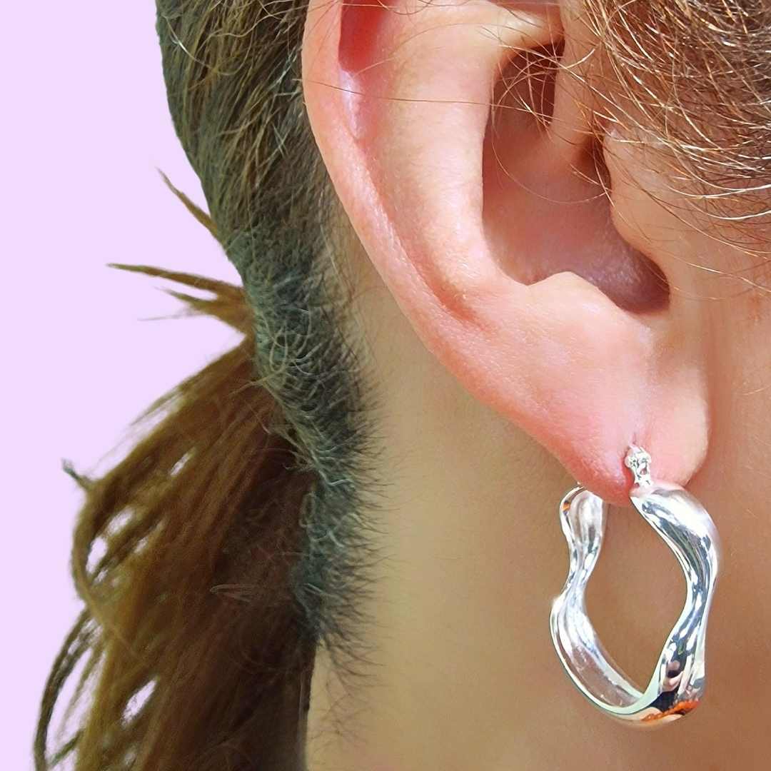 Silver Large Water Hoop Earrings