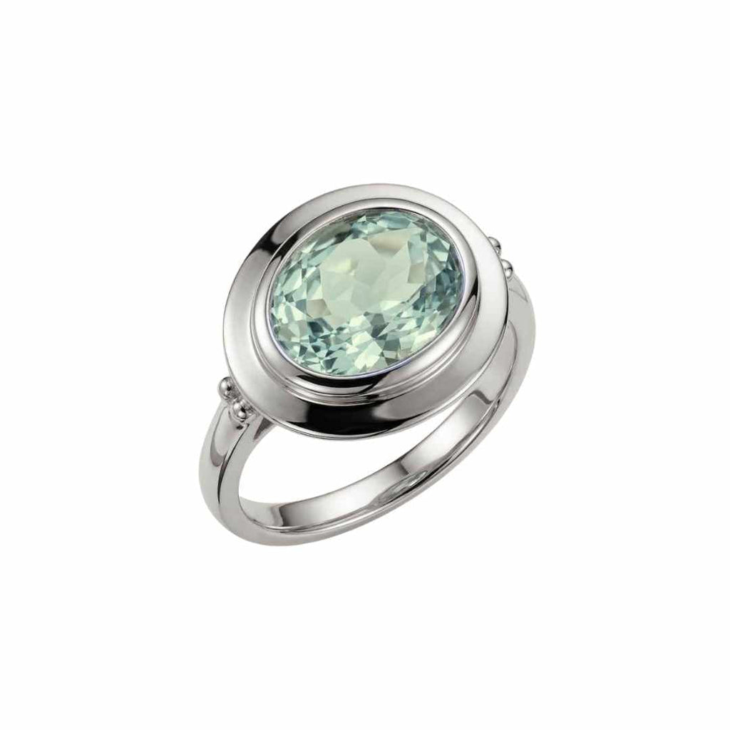 Silver Sea Green Quartz Gemstone Ring - Margo