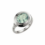 Silver Sea Green Quartz Gemstone Ring - Margo
