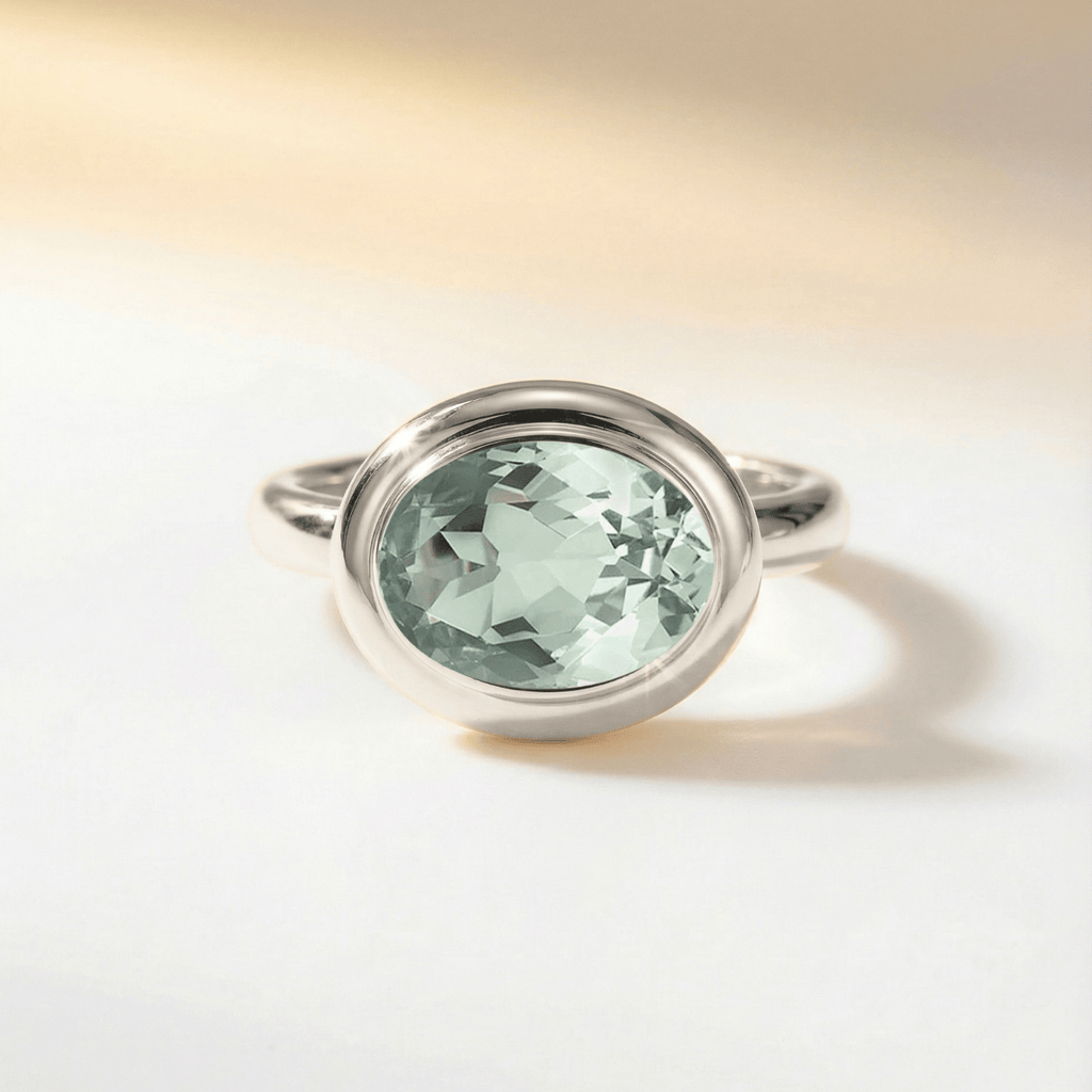 Silver Sea Green Quartz Gemstone Ring - Margo