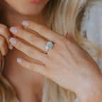 Silver Sea Green Quartz Gemstone Ring - Margo
