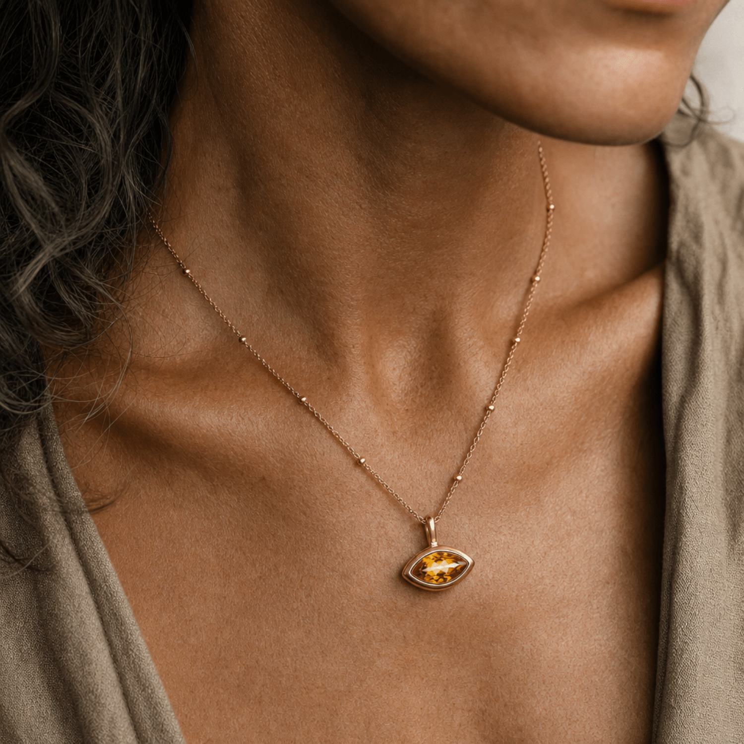 Siren’s Teardrop Citrine Necklace - Gold or Silver
