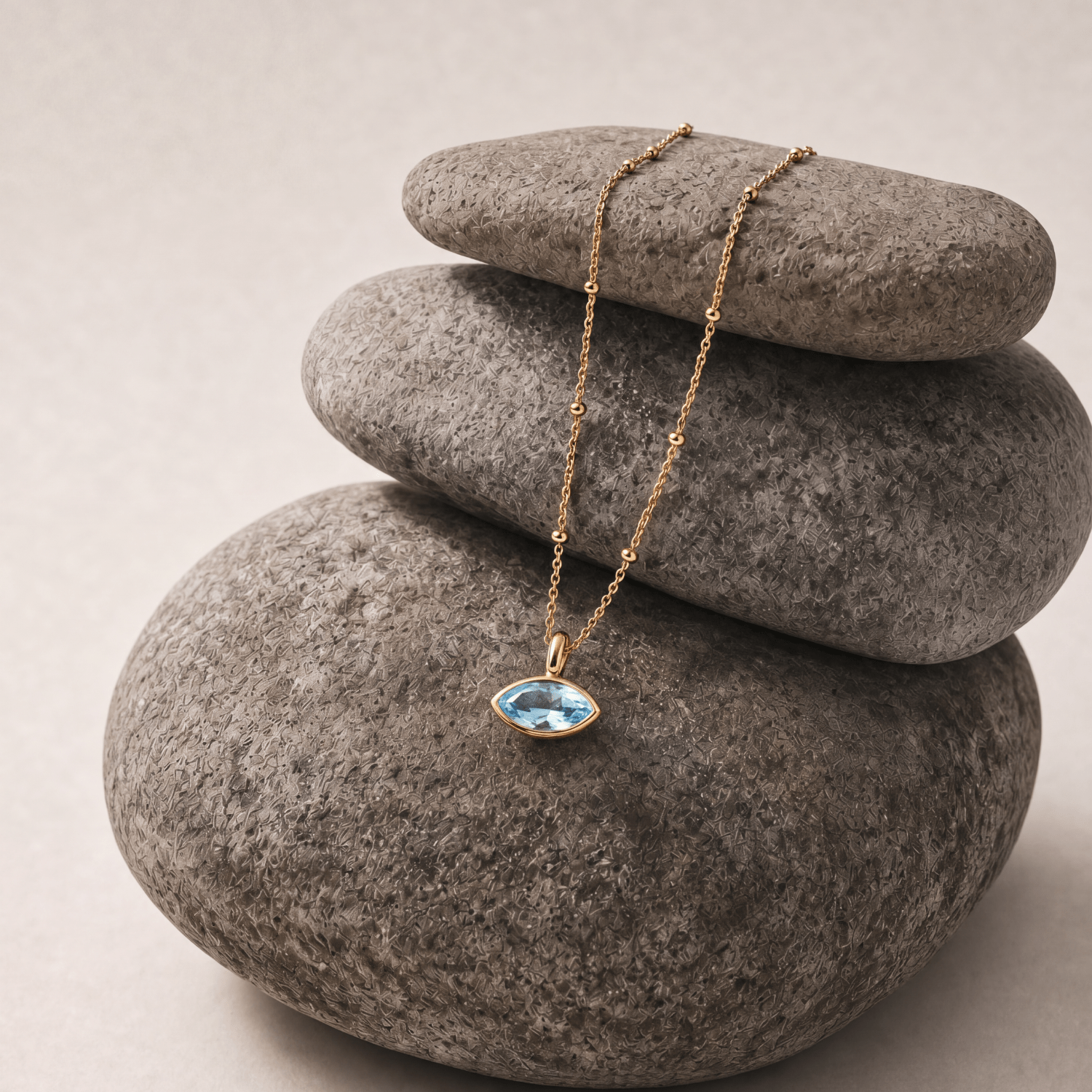 Siren’s Teardrop Sky Blue Topaz Necklace - Gold or Silver