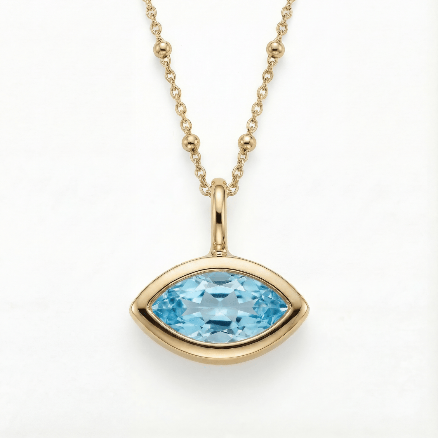 Siren’s Teardrop Sky Blue Topaz Necklace - Gold or Silver