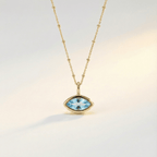 Siren’s Teardrop Sky Blue Topaz Necklace - Gold or Silver