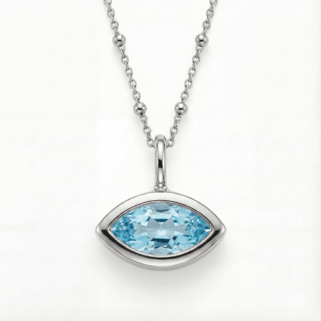 Siren’s Teardrop Sky Blue Topaz Necklace - Gold or Silver