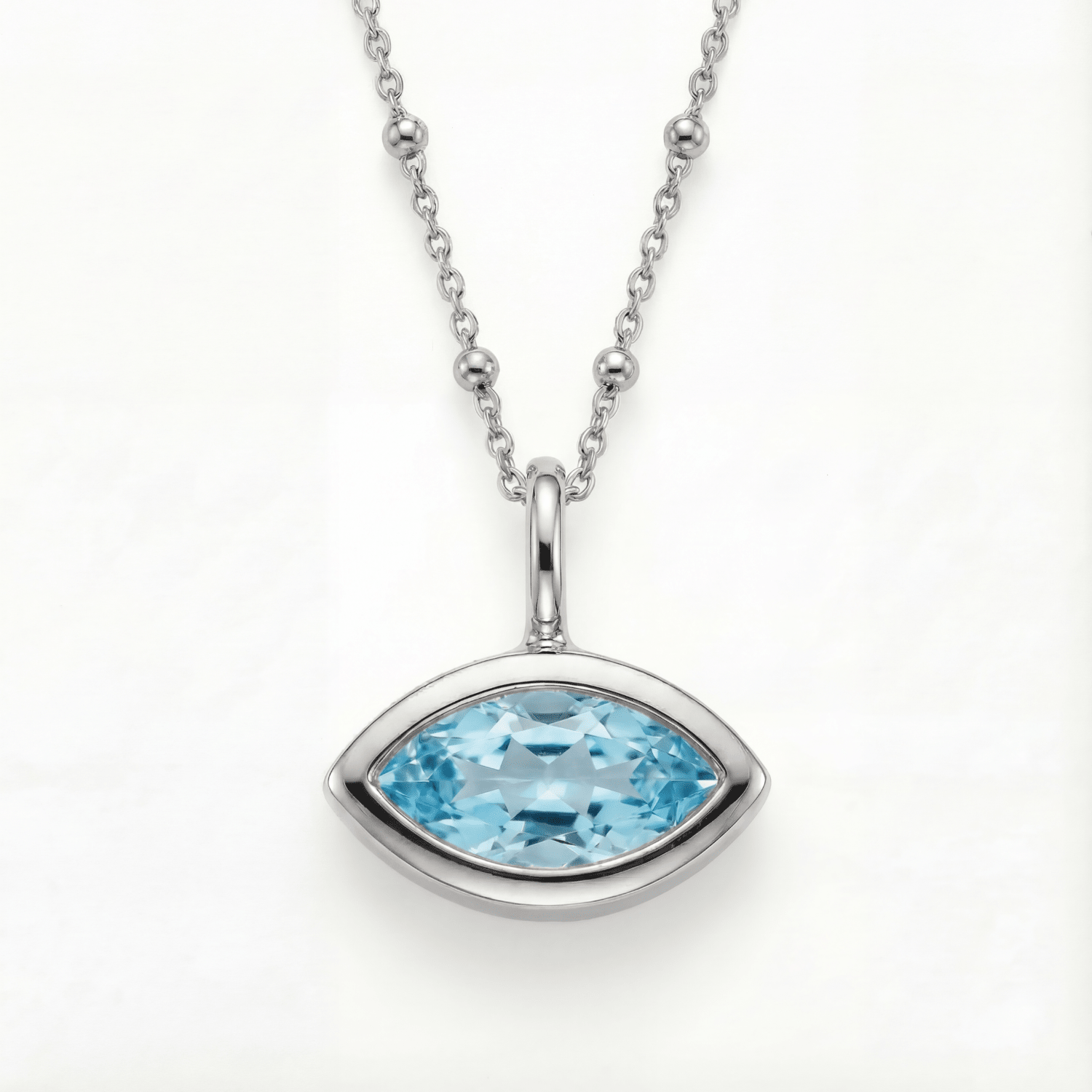 Siren’s Teardrop Sky Blue Topaz Necklace - Gold or Silver