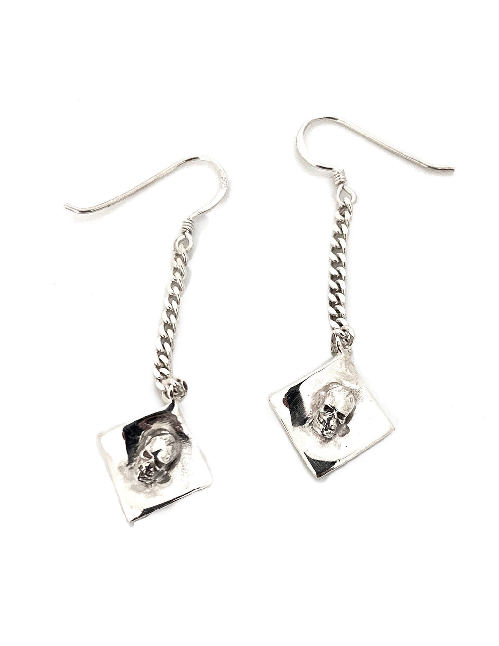 Skull Dangle Earrings – Sterling Silver 925 – Handcrafted