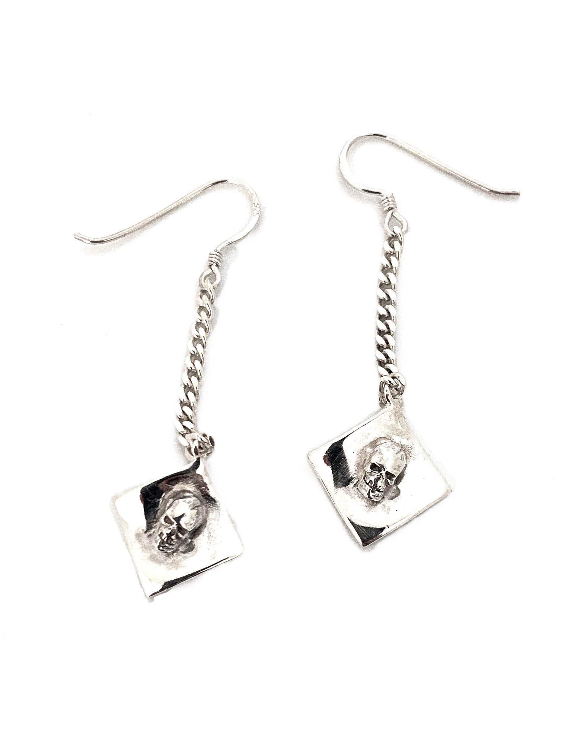 Skull Dangle Earrings – Sterling Silver 925 – Handcrafted