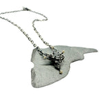 Punk Skull Necklace in Sterling Silver 925 & Brass Ball