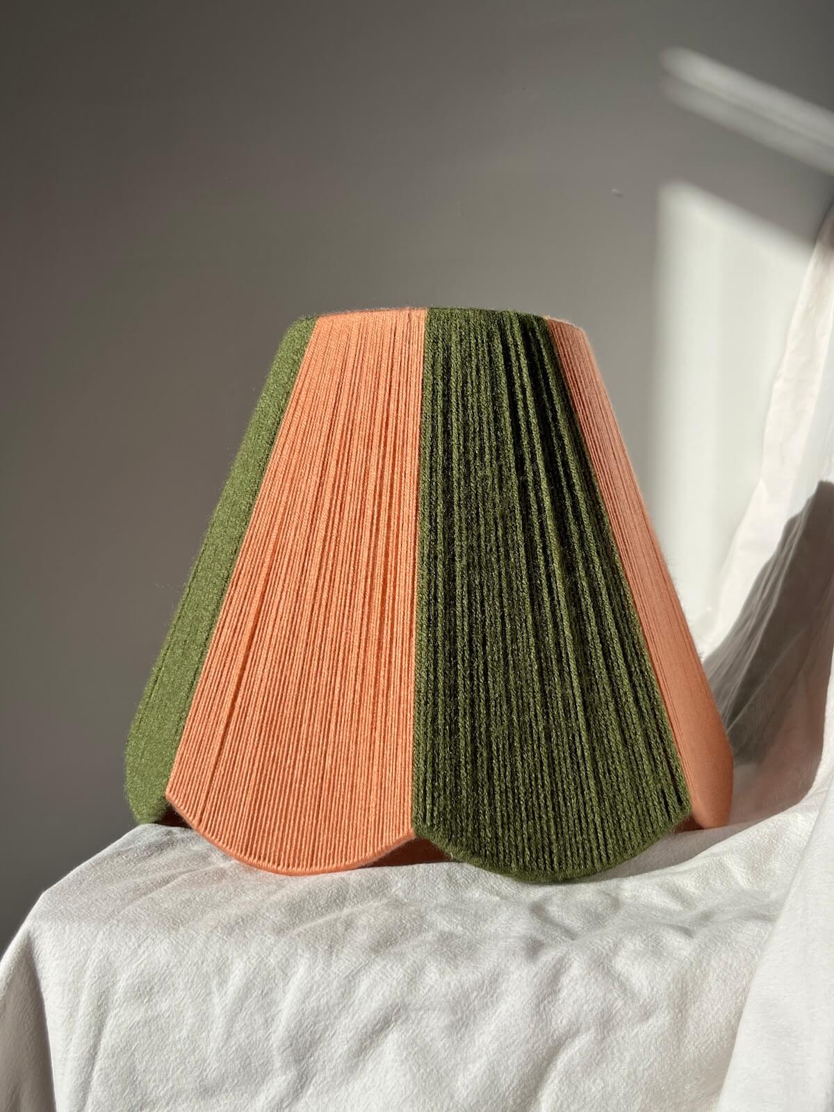 Olive & Plaster Pink Scallop Yarn Lampshade