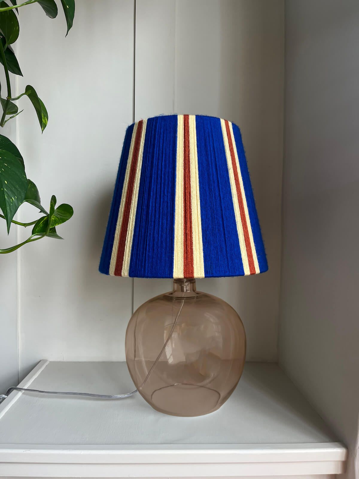 Majorelle Blue Striped Yarn Lampshade