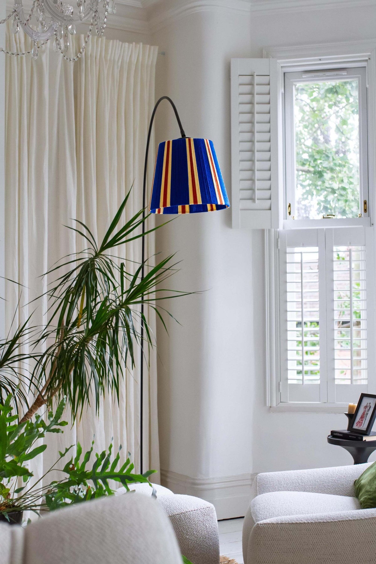 Majorelle Blue Striped Yarn Lampshade