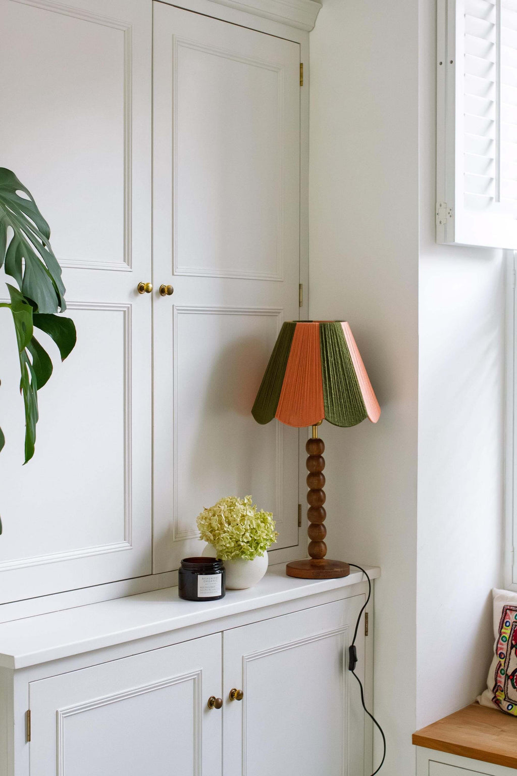 Olive & Plaster Pink Scallop Yarn Lampshade