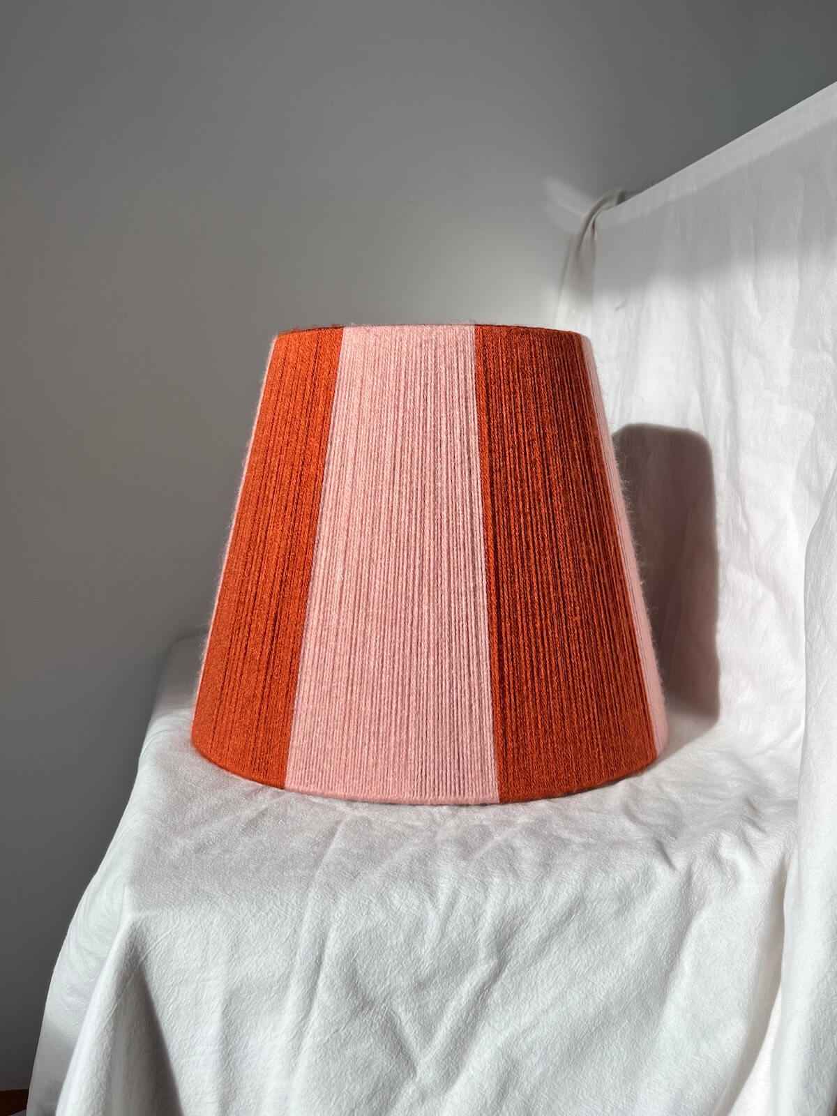Rust & Peony Pink Yarn Striped Drum Lampshade