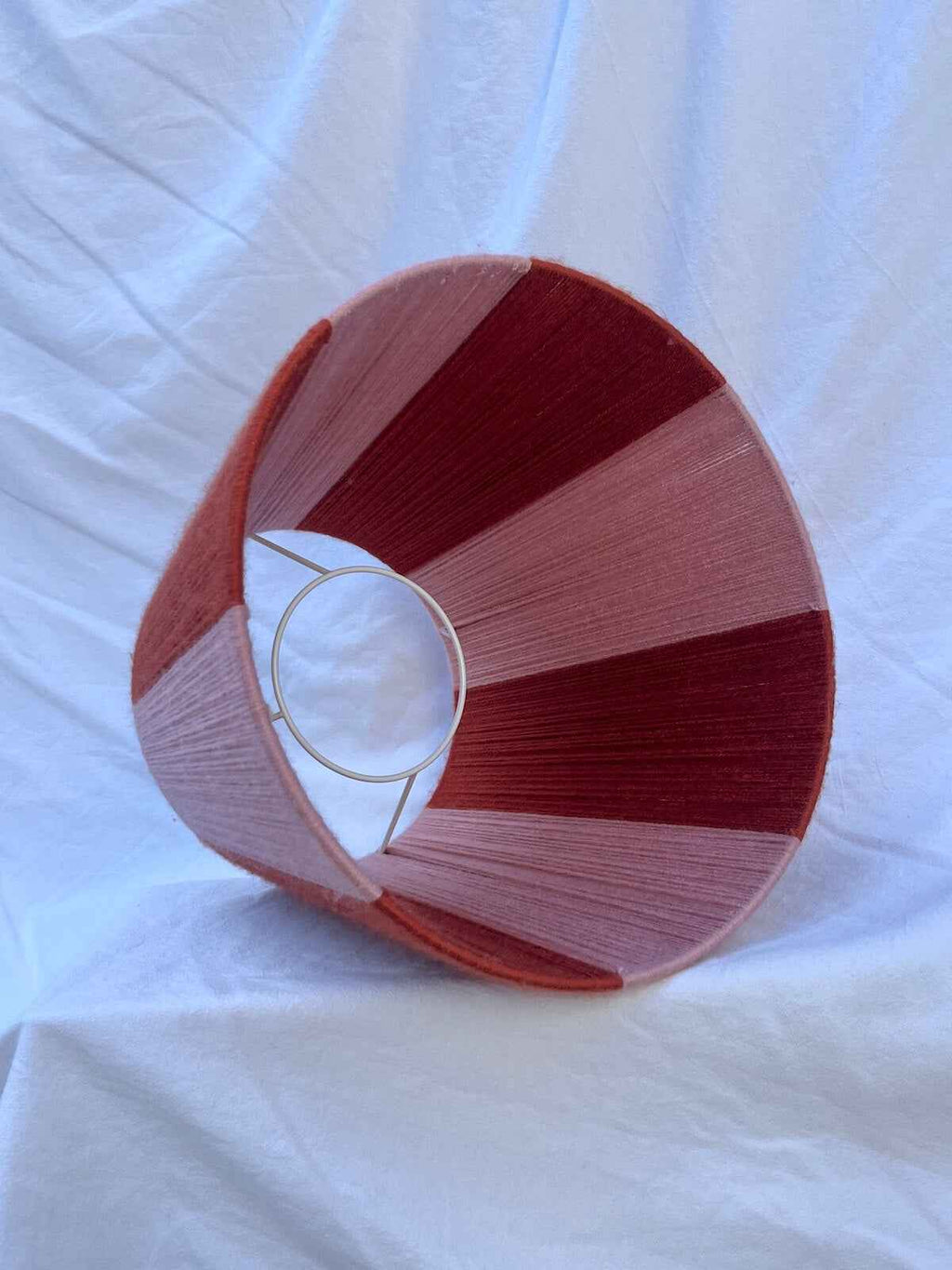 Rust & Peony Pink Yarn Striped Drum Lampshade