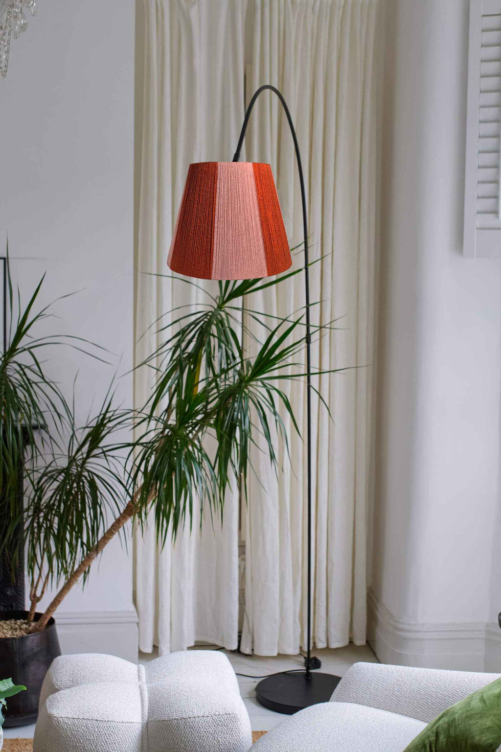 Rust & Peony Pink Yarn Striped Drum Lampshade
