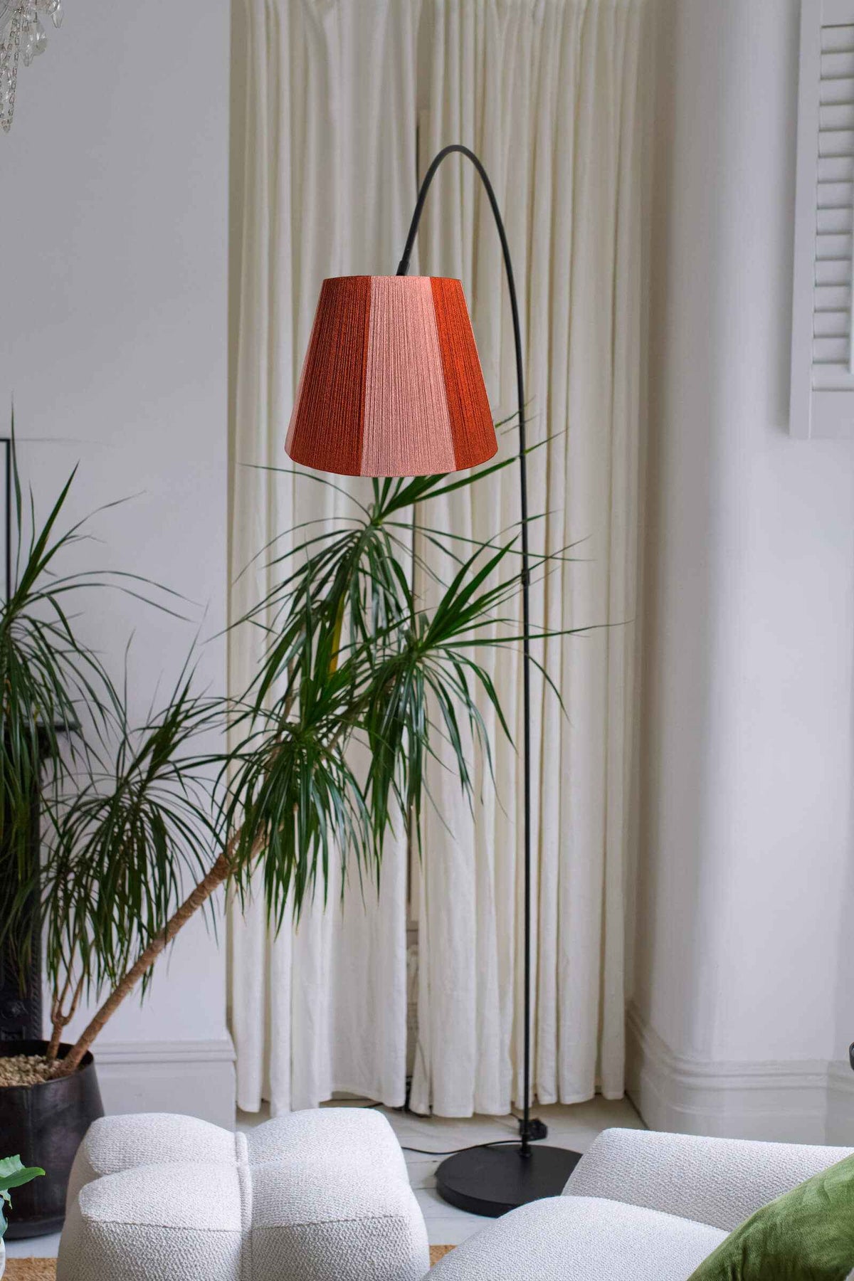 Rust & Peony Pink Yarn Striped Drum Lampshade