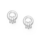 Small Hoop Cluster Rings Sterling Silver Stud Earrings