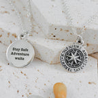 Travel Safe Compass St Christopher Small Silver Necklace