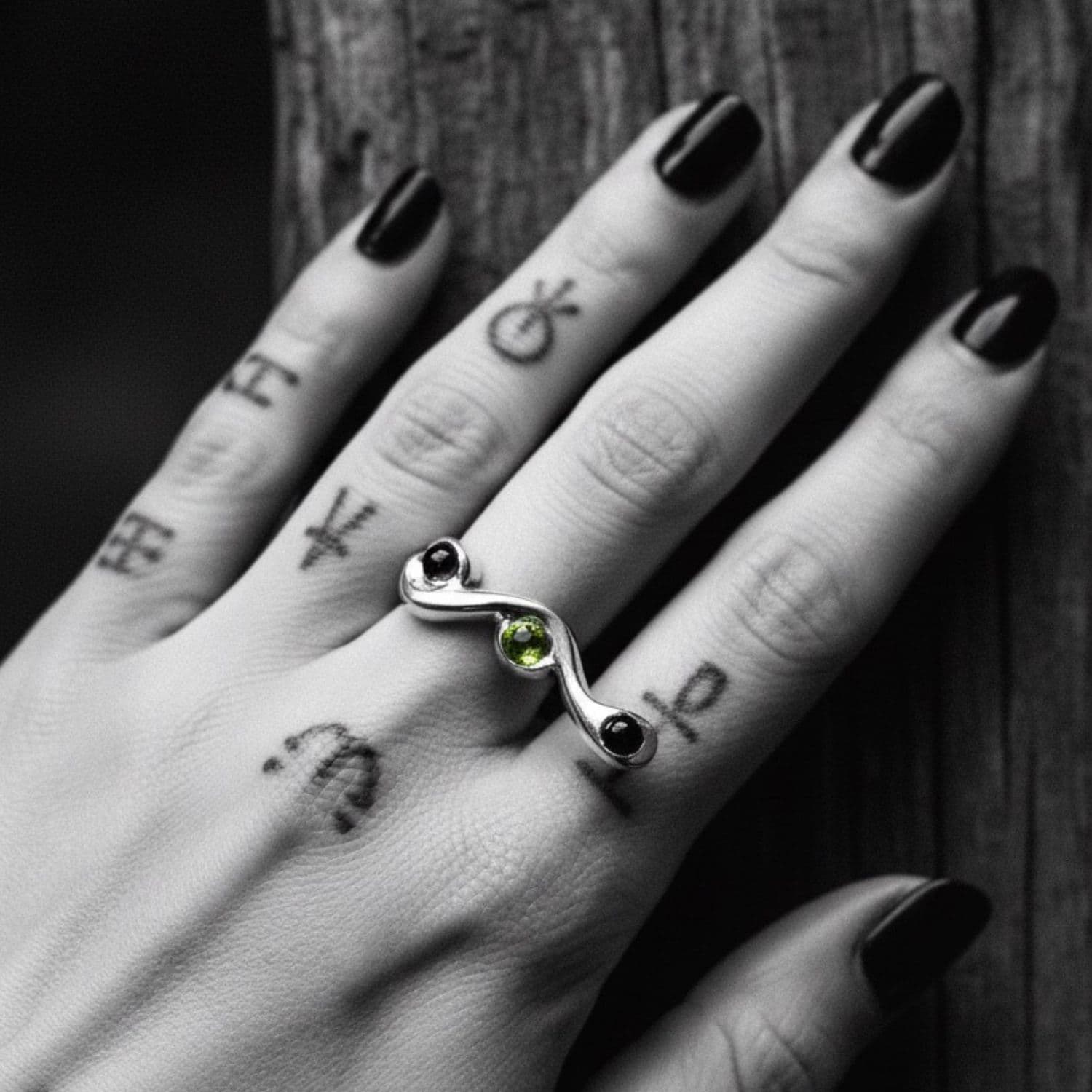 Snake Ring – Sterling Silver 925 with Mixed Cabochon Gemstones