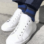 Charcoal Striped Bamboo Socks (Comfort Cuff)